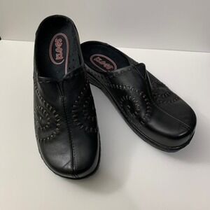 Women's Klogs USA Black Portofino Leather Mules Sz 9